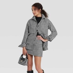a new day Black and White Houndstooth Blazer and Skirt Set